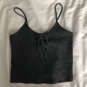 Dark Gray Tie Up Crop Top